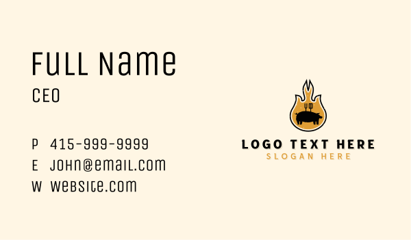 Flame Barbecue Grill Business Card Design Image Preview