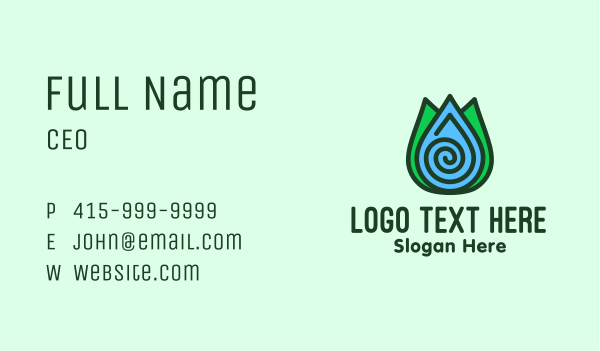 Eco Leaf Water Droplet Business Card Design Image Preview