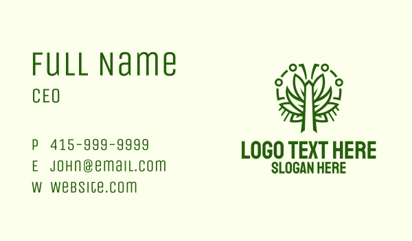 Symmetric Green Plant Business Card Design Image Preview