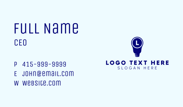 Blue Lightbulb Letter Business Card Design Image Preview