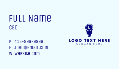 Blue Lightbulb Letter Business Card Image Preview