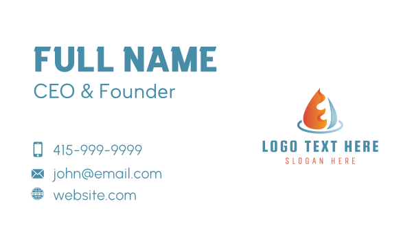 Fire Ice Water Drop Business Card Design