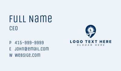 Airplane Location Pin Business Card Image Preview