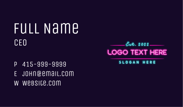 Neon Gaming Wordmark Business Card Design Image Preview