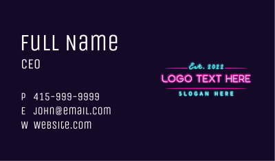 Neon Gaming Wordmark Business Card Image Preview