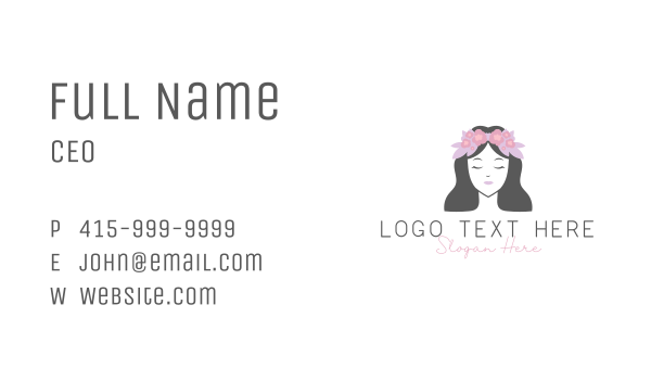 Feminine Floral Face Business Card Design Image Preview