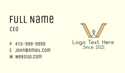 Vintage Letter W Business Card Image Preview