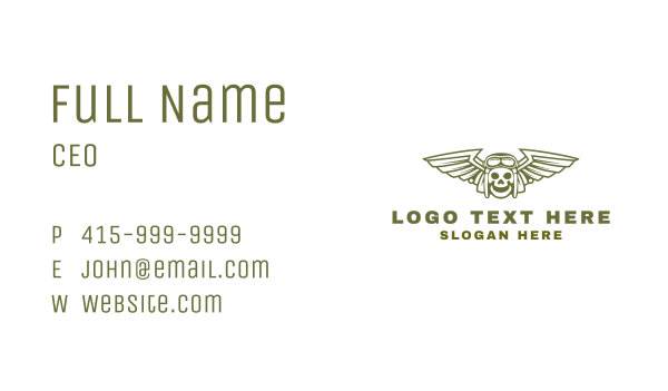 Happy Skull Pilot Wing Business Card Design Image Preview