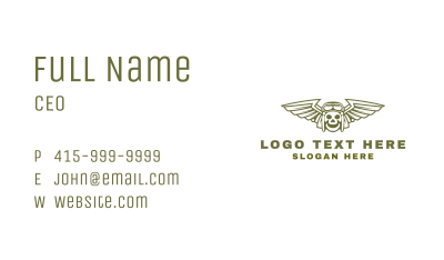 Happy Skull Pilot Wing Business Card Image Preview