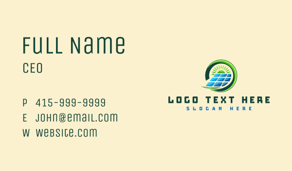 Solar Panel Energy Business Card Design Image Preview