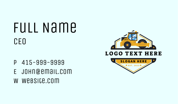 Bulldozer Road Roller Compactor Business Card Design Image Preview