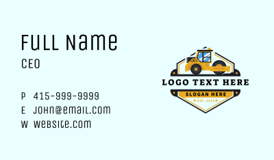 Bulldozer Road Roller Compactor Business Card Image Preview