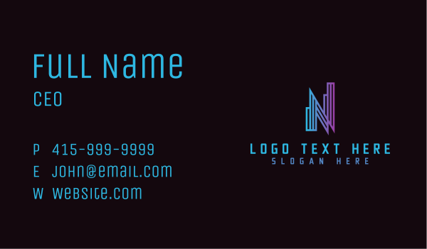 Gradient Tower Letter N  Business Card Design Image Preview