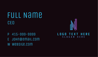 Gradient Tower Letter N  Business Card Image Preview