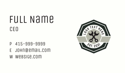Wrench Mechanic Badge Business Card Image Preview