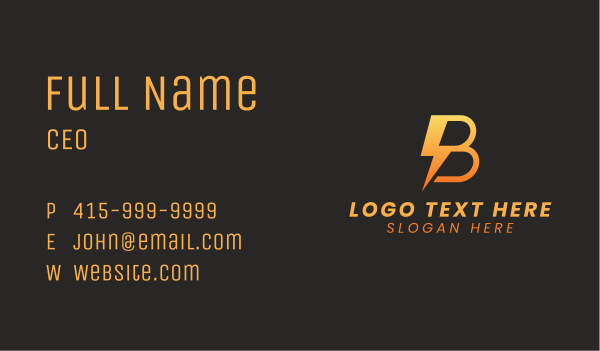 Orange Thunder Letter B Business Card Design Image Preview