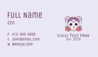 Festive Lady Skull Business Card Image Preview