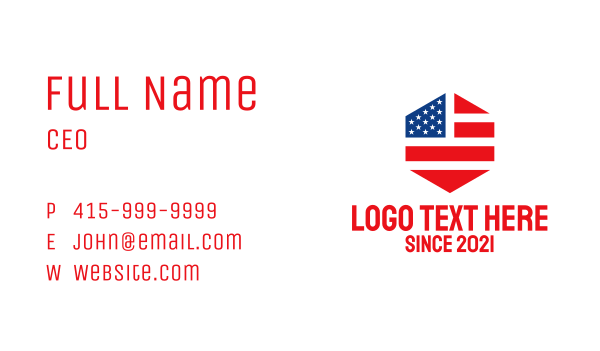 Hexagon American Flag Business Card Design Image Preview