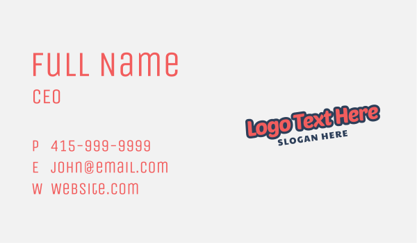 Funky Fun Wordmark Business Card Design Image Preview