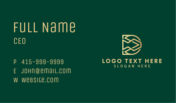 Golden Firm Letter D Business Card Design Image Preview