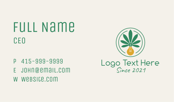 Marijuana Light Bulb Business Card Design Image Preview