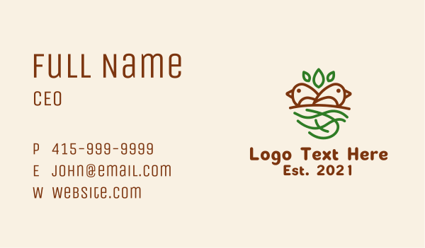 Twin Bird Nest  Business Card Design Image Preview