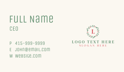 Natural Watercolor Wreath Letter Business Card Image Preview