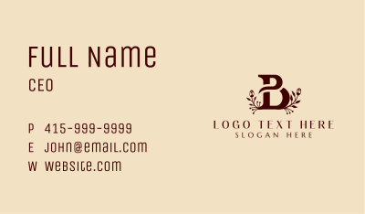 Floral Business Letter B Business Card Image Preview