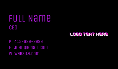 Futuristic Neon Light Wordmark Business Card Image Preview