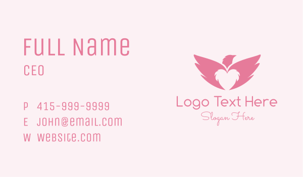 Pink Heart Eagle Wings Business Card Design Image Preview