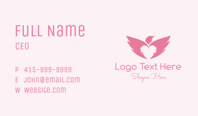 Pink Heart Eagle Wings Business Card Image Preview