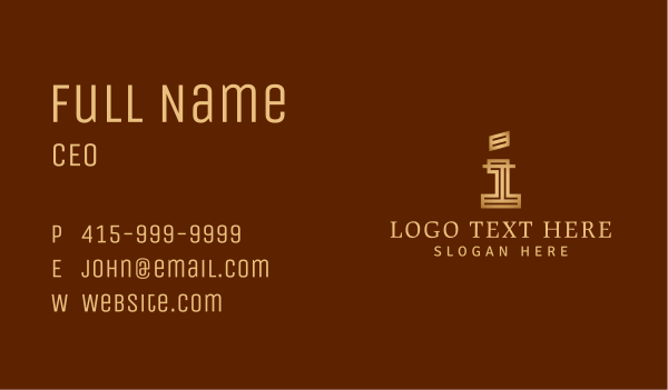 Gold Boutique Letter I Business Card Design Image Preview