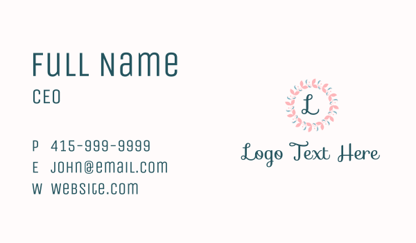 Pink Floral Wreath Lettermark Business Card Design Image Preview