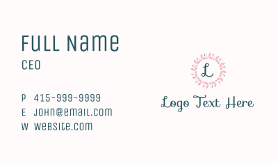 Pink Floral Wreath Lettermark Business Card Image Preview