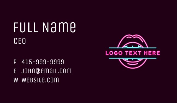 Erotic Lips Mouth Neon Business Card Design Image Preview