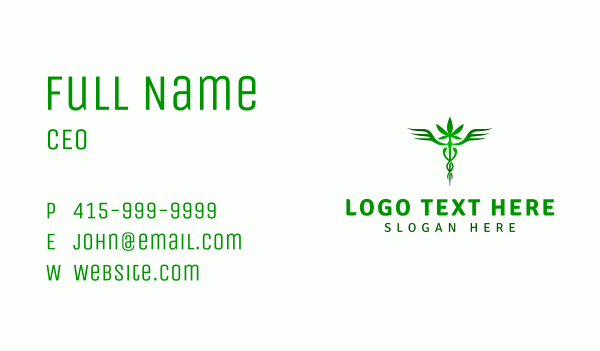 Marijuana Weed Caduceus Business Card Design Image Preview