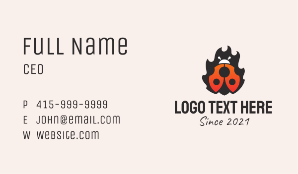 Fire Ladybug Insect  Business Card Design Image Preview