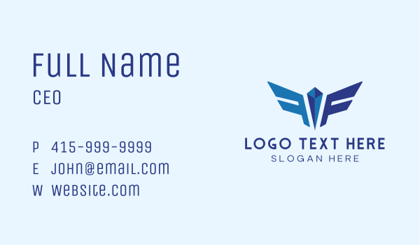 Blue Airplane Letter F Business Card Design Image Preview