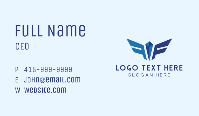 Blue Airplane Letter F Business Card Image Preview