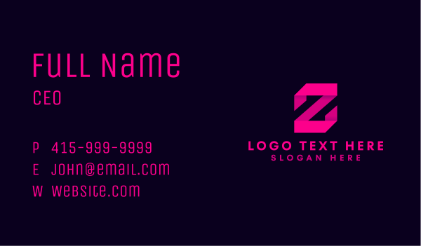 Geometric Origami Ribbon Letter Z Business Card Design Image Preview