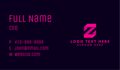 Geometric Origami Ribbon Letter Z Business Card Image Preview