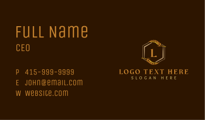 Elegant Wheat Hexagon Business Card Image Preview