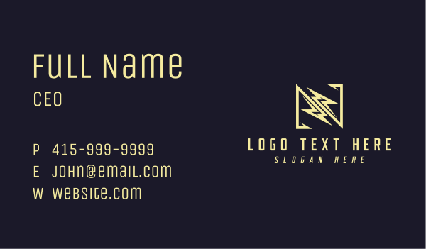 Lightning Letter N Company Business Card Design Image Preview