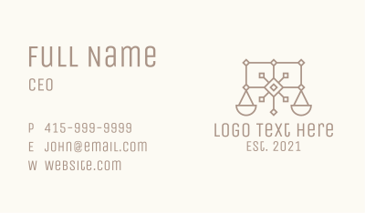 Minimalist Justice Scales  Business Card Image Preview