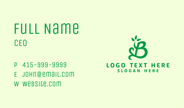 Green Natural Letter B Business Card Design Image Preview