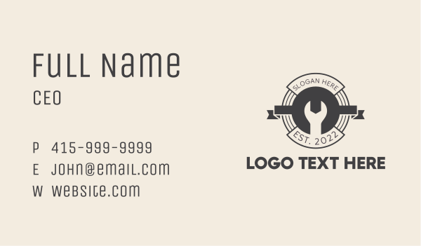 Wrench Banner Badge Business Card Design Image Preview