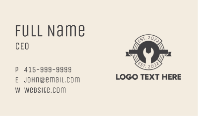 Wrench Banner Badge Business Card