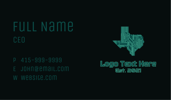 Texas Circuit Tech Business Card Design Image Preview