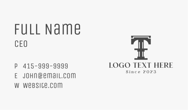Letter T Steel Structure Business Card Design Image Preview