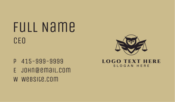 Owl Law Firm Business Card Design Image Preview